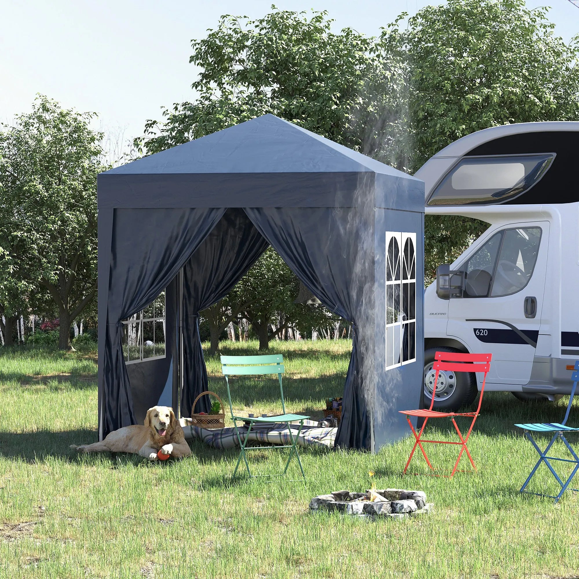 2 x 2m Pop Up Garden Gazebo with Removable Walls, UV-Resistant Oxford Cover and Carry Bag