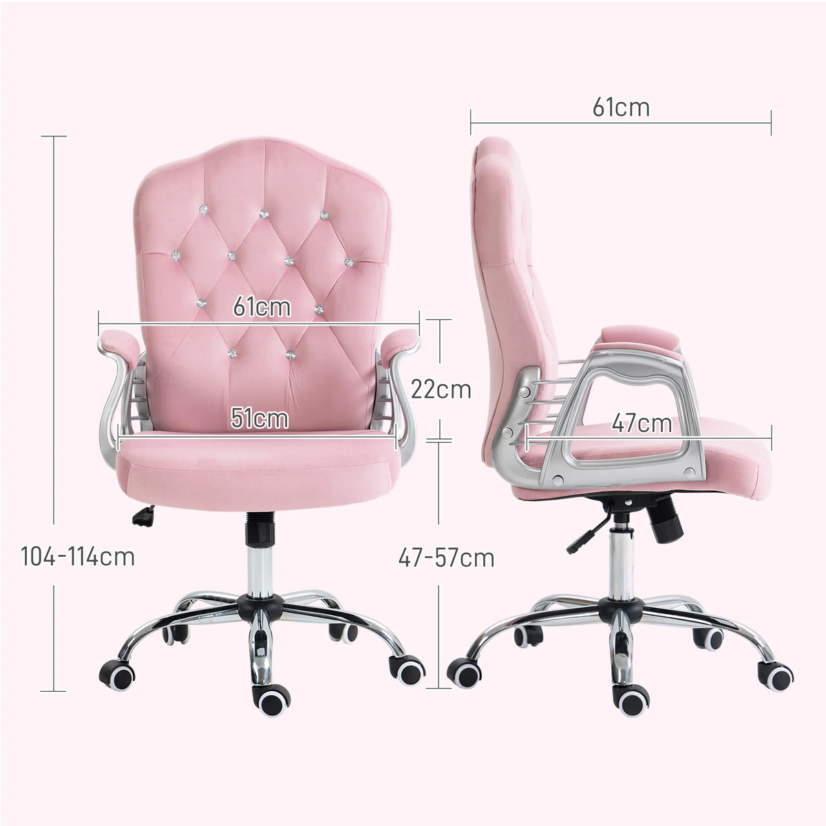 Home Office Chair with Adjustable Height and Tilt Function, Pink