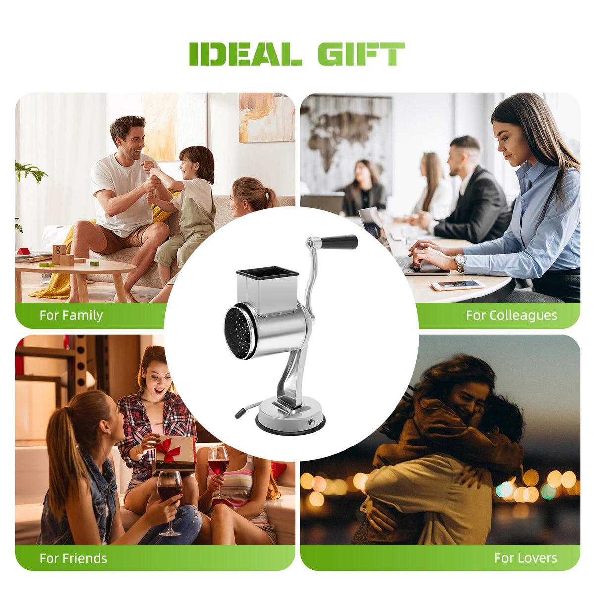 Rotary Cheese Grater with 5 Blades Manual Vegetable Slicer Nut Grinder Kitchen Tool