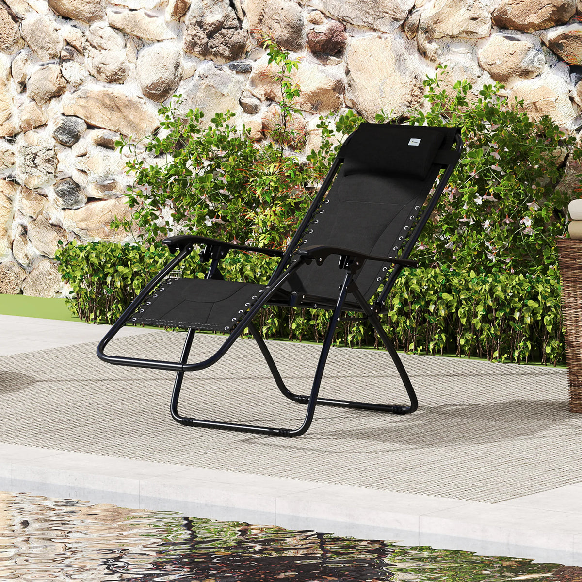 Zero Gravity Lounger Chair, Folding Reclining Patio Chair with Padded Seat, Cup Holder, Soft Cushion