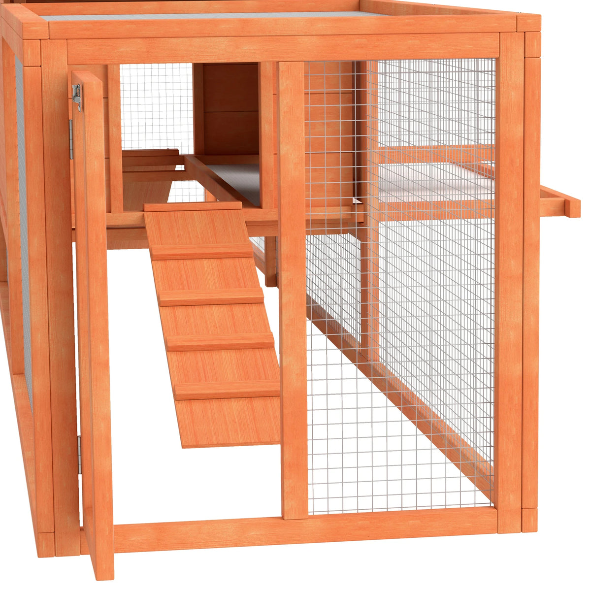 Extra Large Rabbit Hutch 309x70x87cm with Run Asphalt Roof Secure Latches and Pull Out Tray Orange