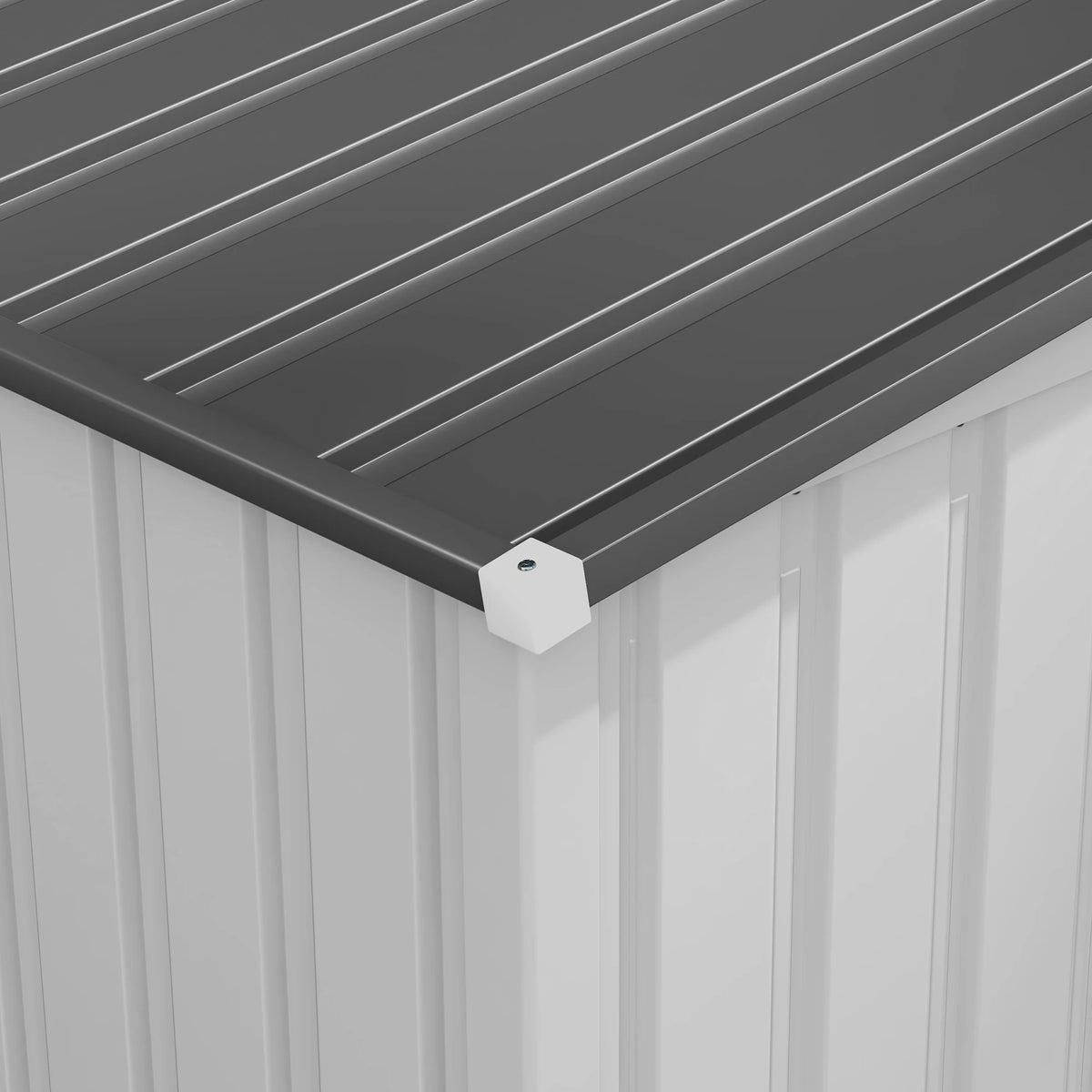 7 X 5ft Lean to Metal Garden Shed with Foundation Sliding Doors 2 Vents White