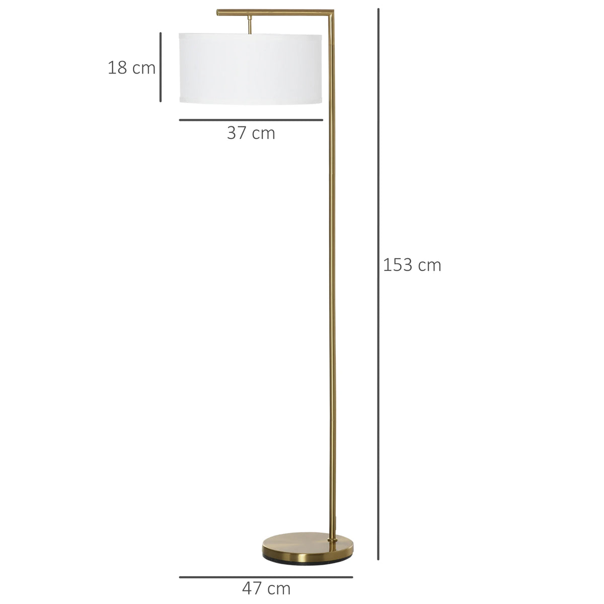 Modern Floor Lamp with Linen Shade and Foot Switch, Gold Tone and White