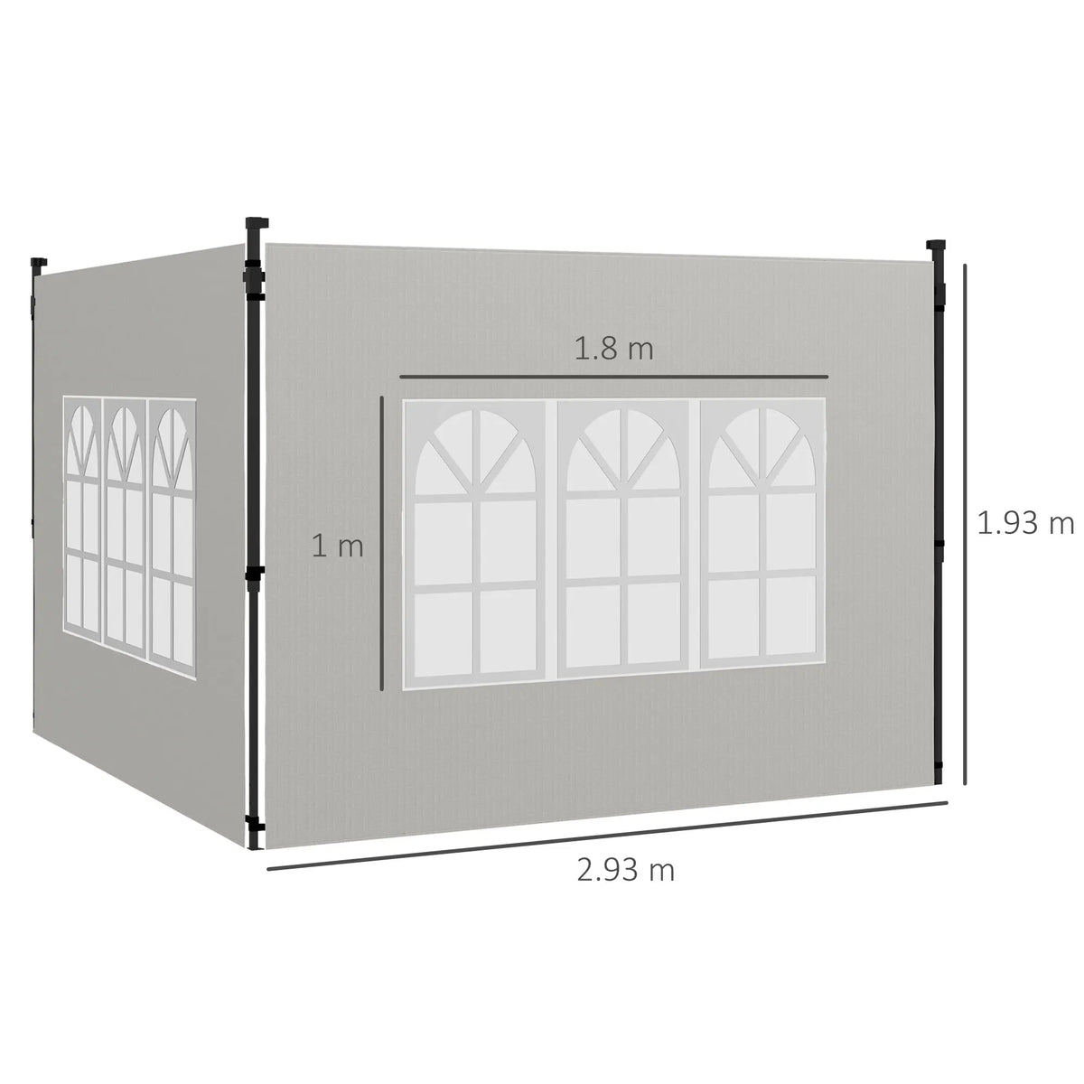 Gazebo Side Panels with Window for 3 x 3m and 3 x 6m Gazebos, Pack of 2, White
