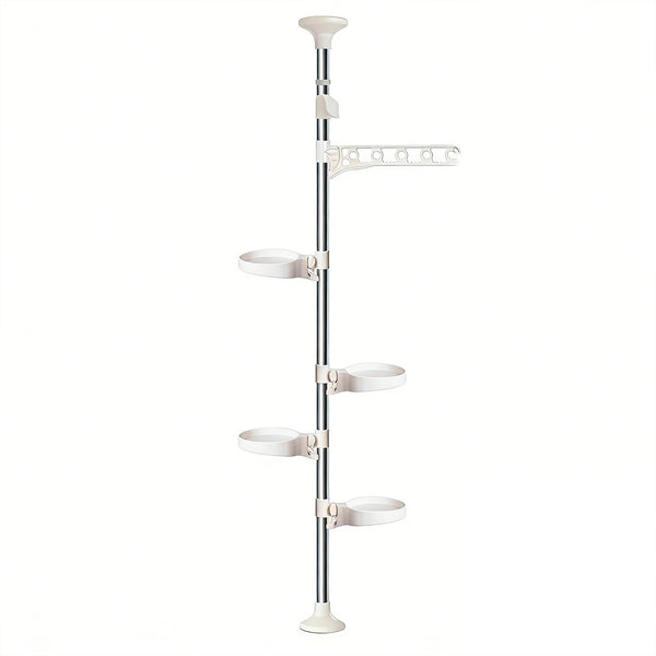 4 Layer Tension Rod Plant Stand Adjustable 175-290cm Floor to Ceiling for French Window Corner Home Decor
