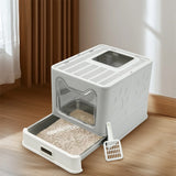 Enclosed Cat Litter Box for Kittens, Top Entry Tray with Steel Drawer