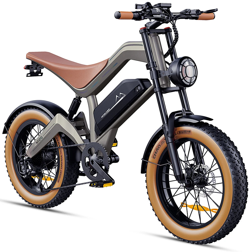 M20 Fat Tyre Electric Bike with 48V 18.2Ah Battery, 20 x 4.0 Inch Puncture-Resistant Tyres and IP54 Rating