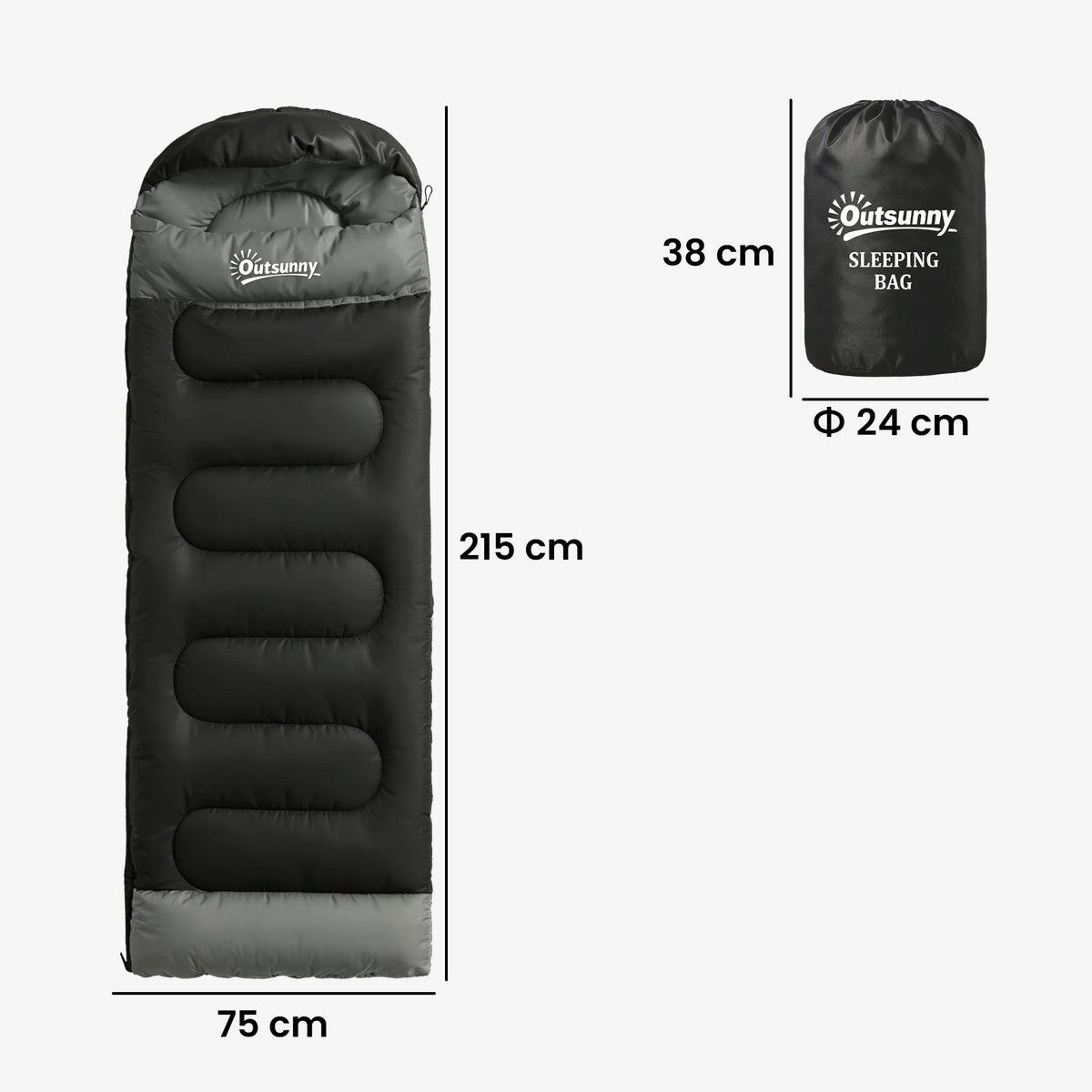 Lightweight Envelope Sleeping Bag for Adults, Machine Washable, 215 x 75cm