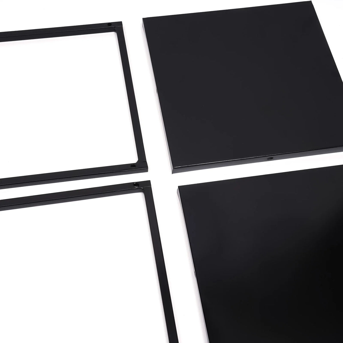 Set of 2 Black Metal Square Plant Stands 22x22x60cm and 25x25x70cm for Patio Garden Living Room Decor