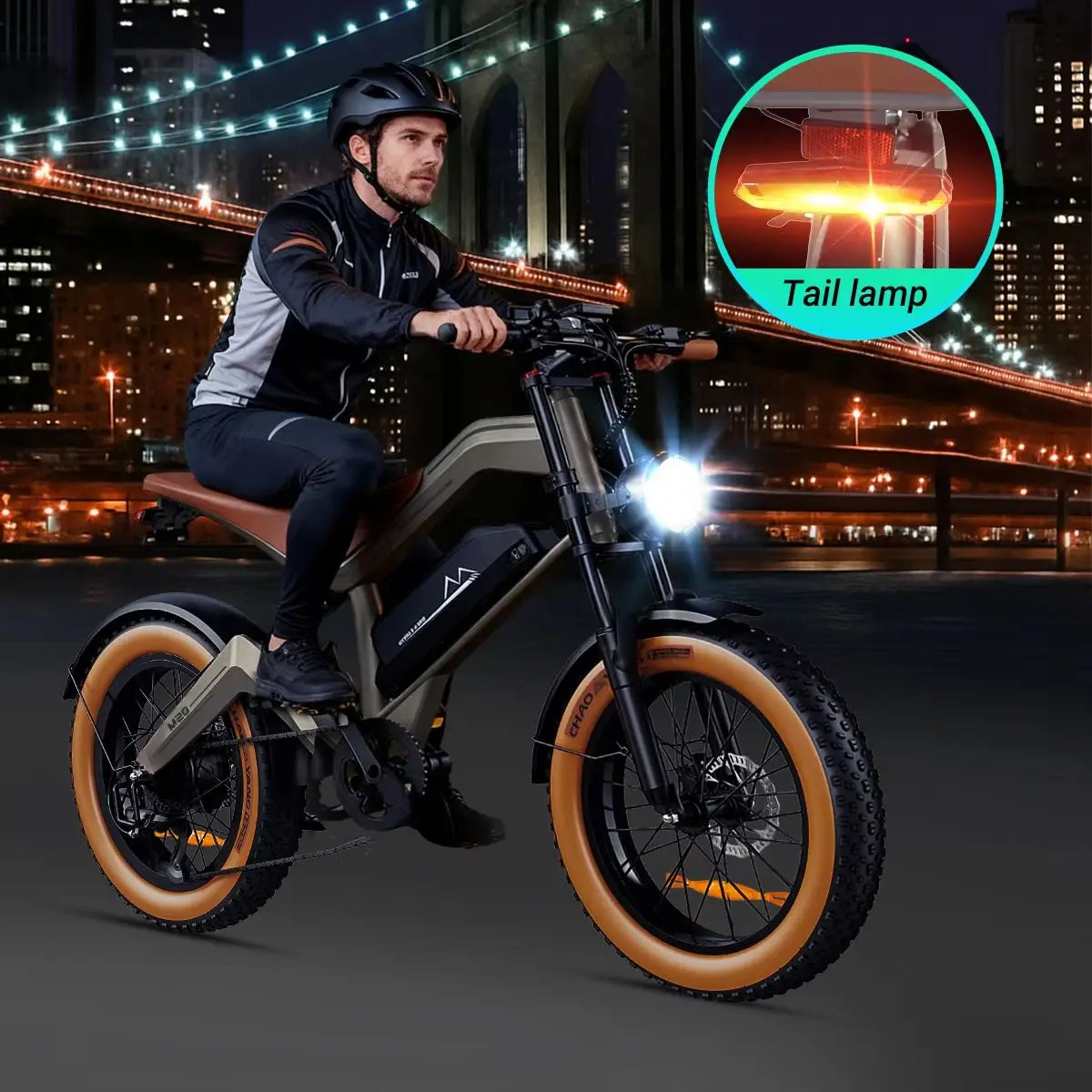 M20 Fat Tyre Electric Bike with 48V 18.2Ah Battery, 20 x 4.0 Inch Puncture-Resistant Tyres and IP54 Rating