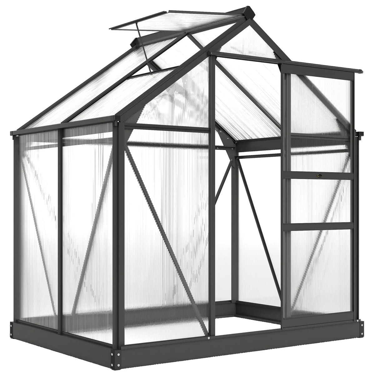 Polycarbonate Walk-in Greenhouse with Aluminium Frame and Sliding Door, 6 x 4ft