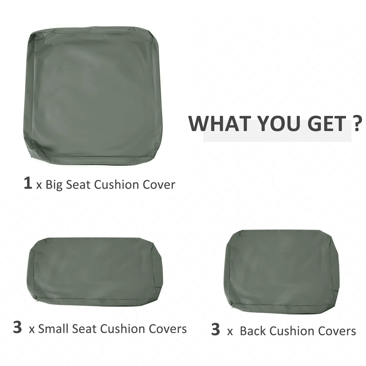 Replacement Rattan Furniture Cushion Covers, Set of 7, Deep Grey