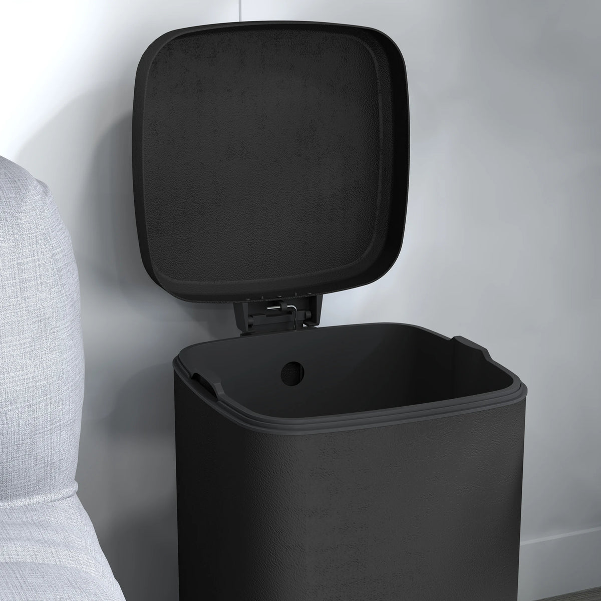 12L Kitchen Pedal Bin, Metal Rubbish Bin with Soft-Close Lid