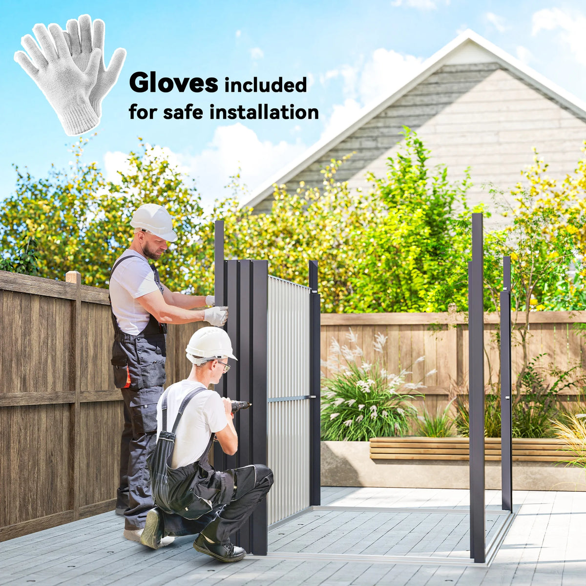 5.3 x 8.5ft Galvanised Steel Garden Shed with Acrylic Roof Windows, Dark Grey