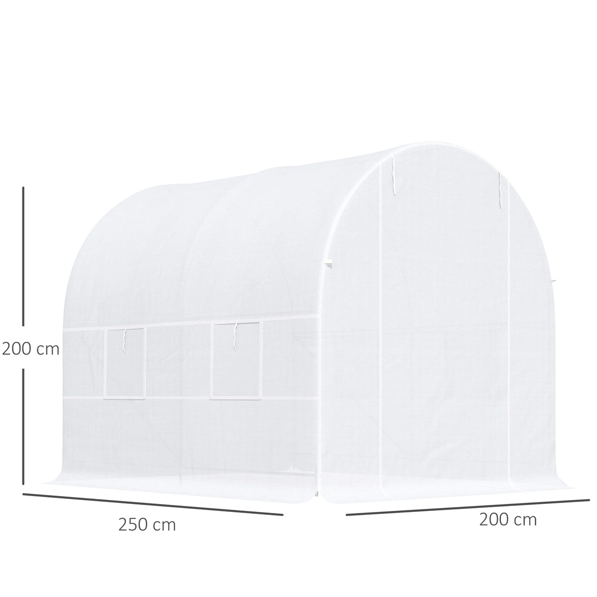 Walk-in Polytunnel Greenhouse with Steel Frame, 2.5 x 2 x 2m, White