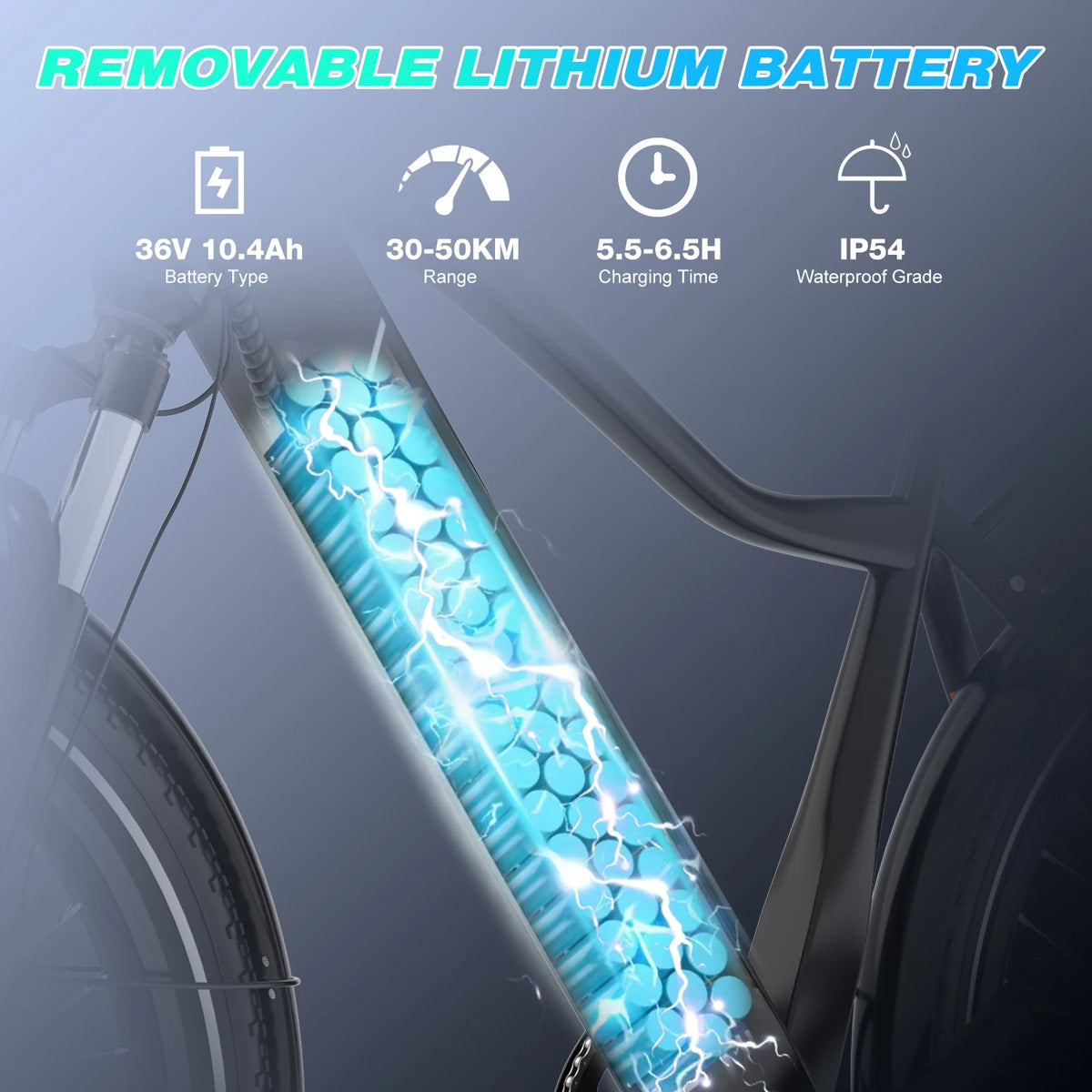 G5 27.5 Inch Electric Bike with 250W Motor, 36V 10.4Ah Removable Battery, App and NFC Unlock, 21-Speed