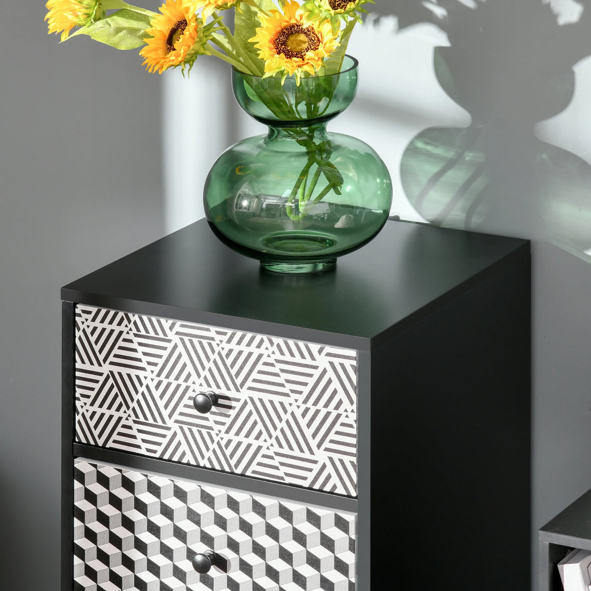 5 Drawer Chest of Drawers, Black Bedroom Storage Unit