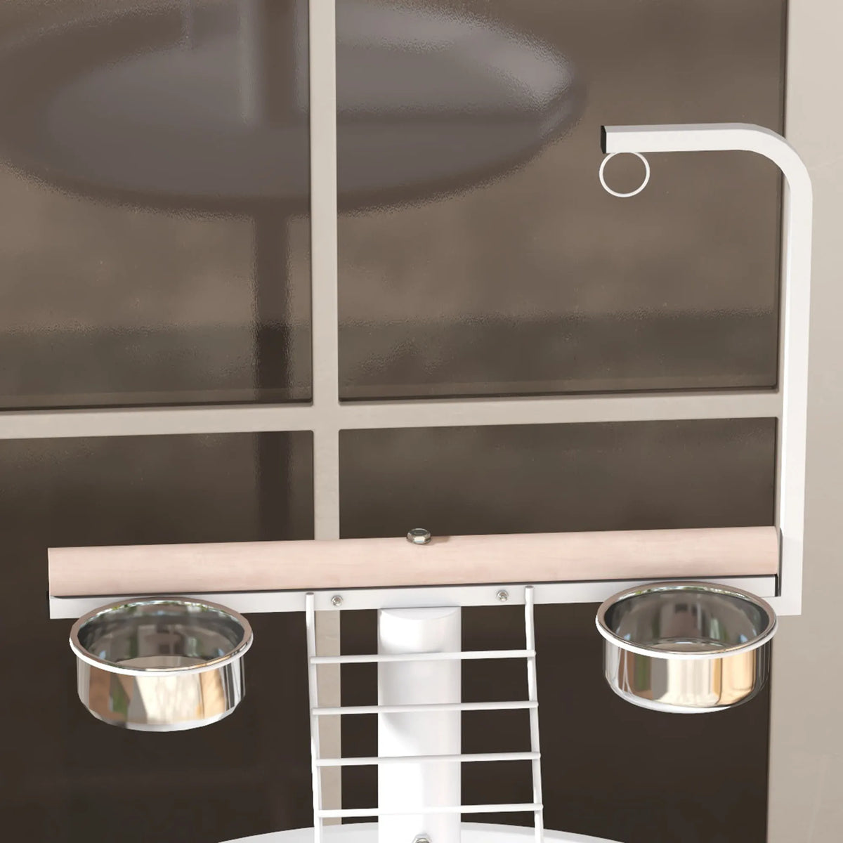 Mobile Bird Table with Perches, Stainless Steel Bowls and Wheels