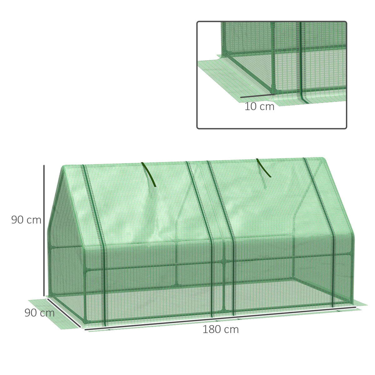 Mini Small Greenhouse with Steel Frame, PE Cover and Zippered Window, Poly Tunnel