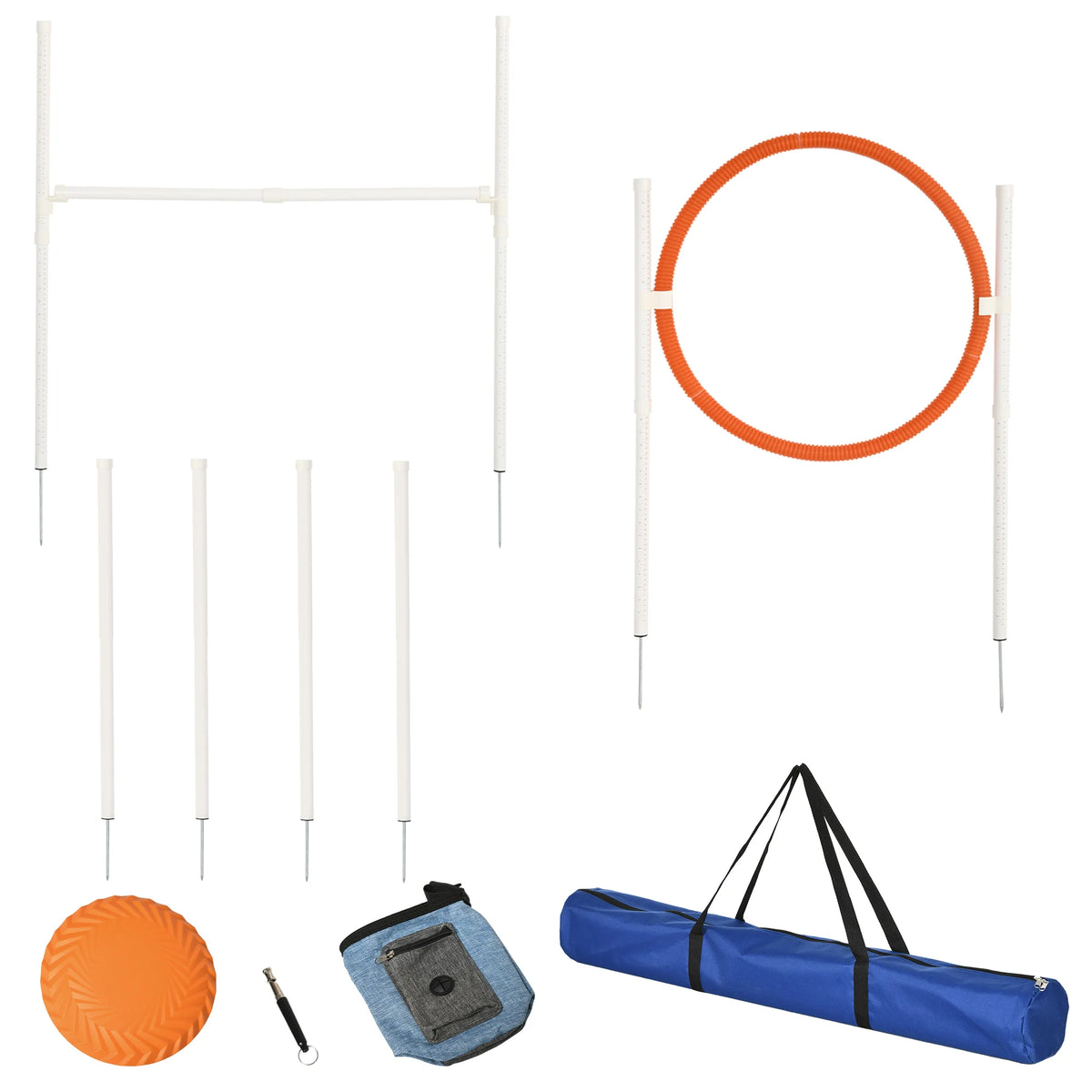 Five-Piece Dog Agility Training Set with Jump Hurdle, Ring and Weave Poles