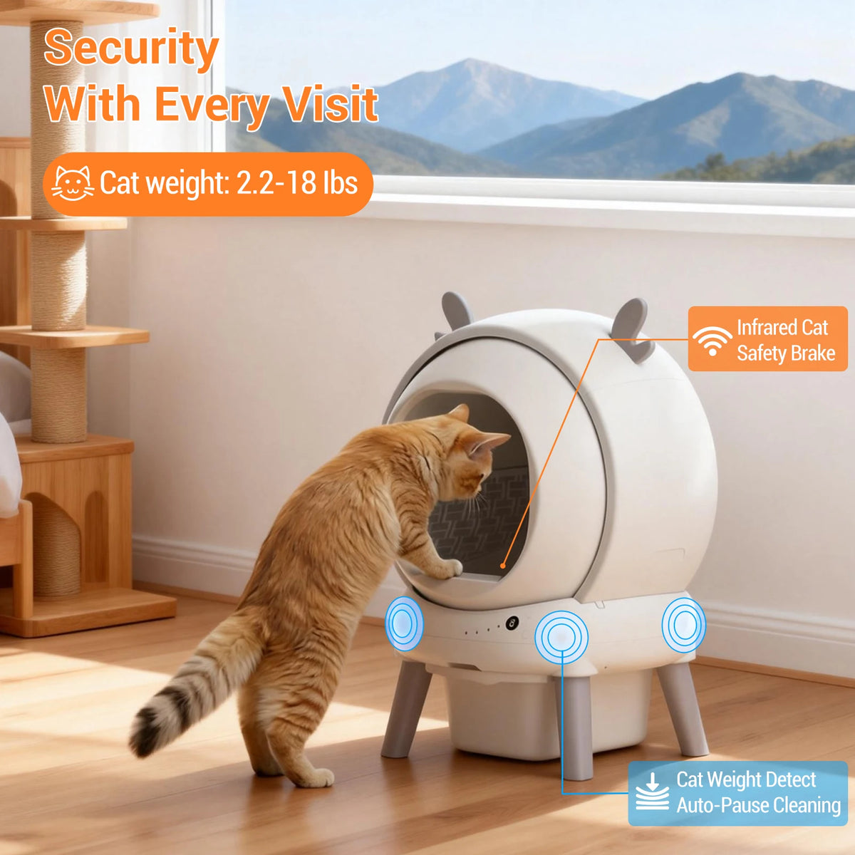 XXL Self Cleaning Cat Litter Box, 60L Automatic Tray with App Control