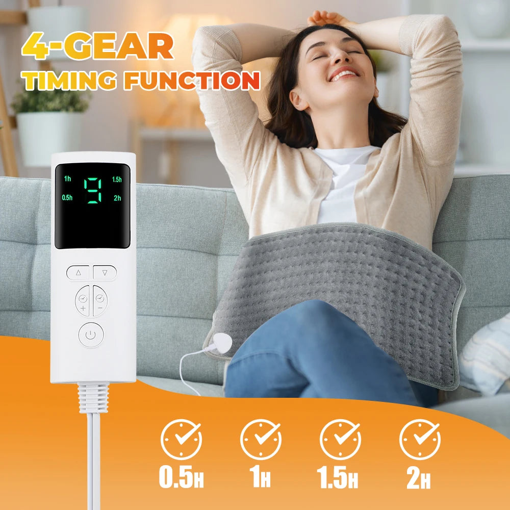 Electric Heating Pad 60 x 30cm with 9 Heat Settings and Auto-Off Timer, UK Plug