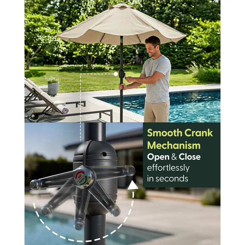 2.7m Tilting Garden Parasol with Crank and Protective Cover, UPF 50, Cream