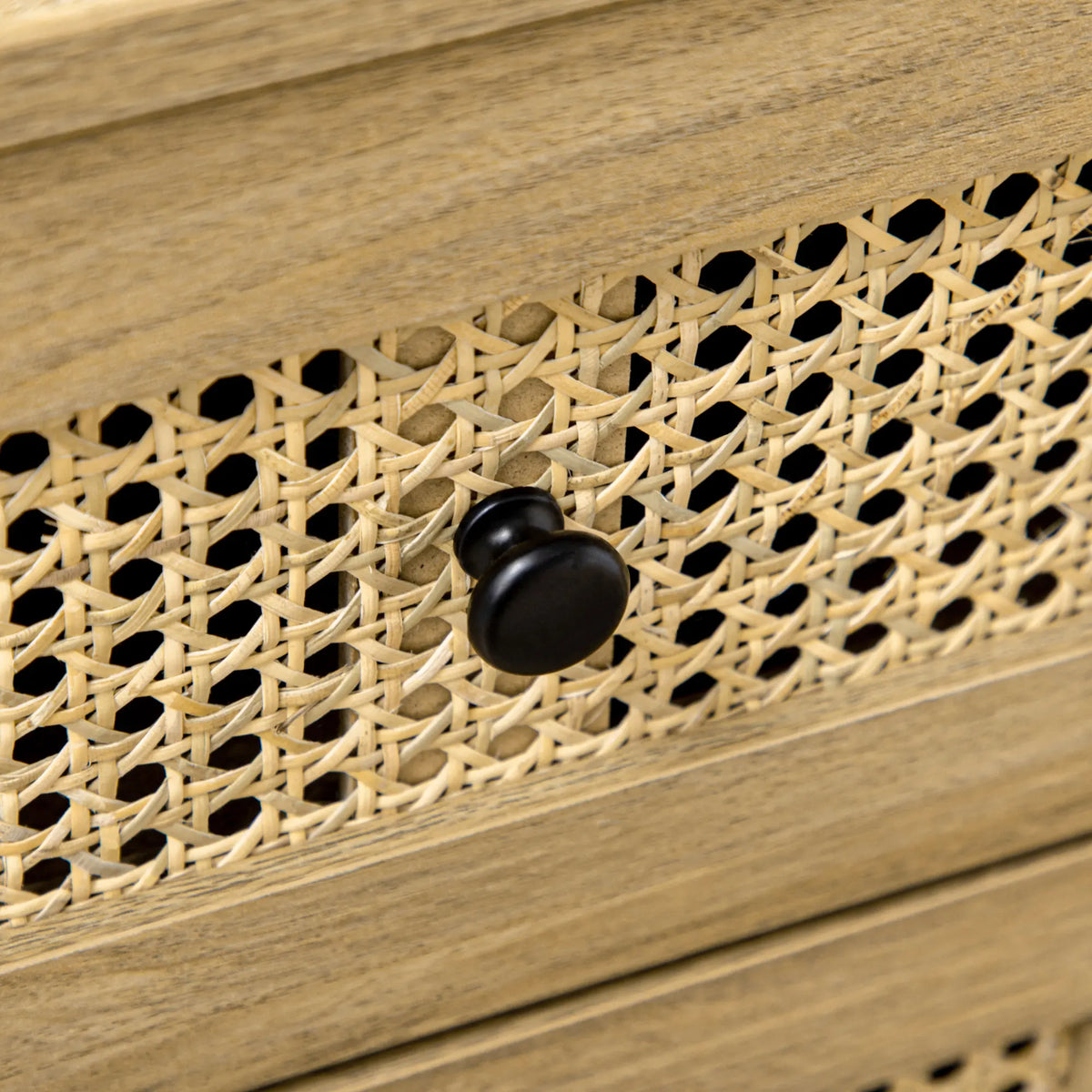 Chest of Drawers, 4 Drawer Unit Storage Organiser with Rattan Element