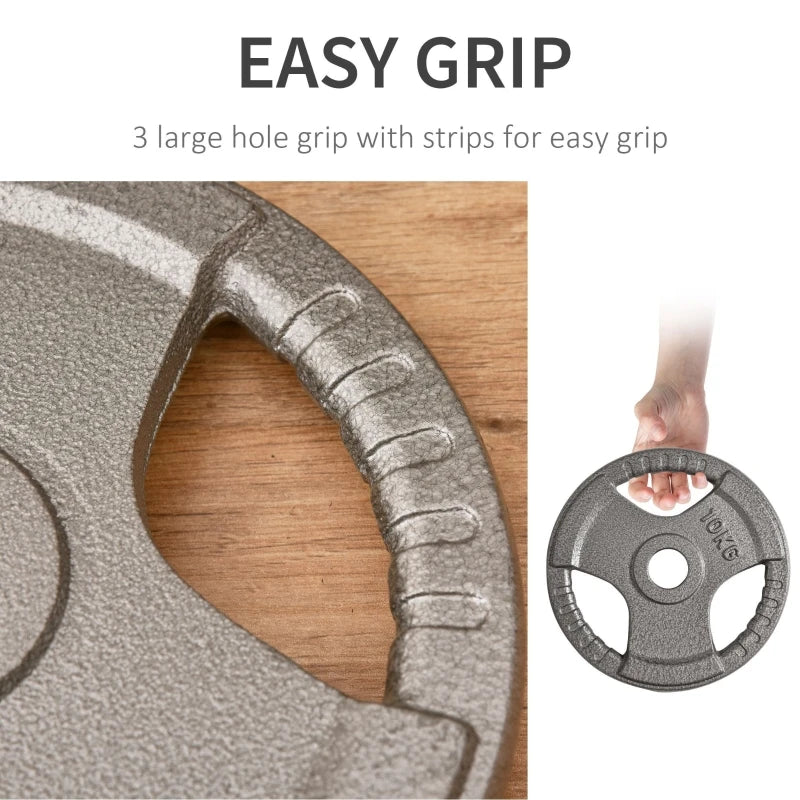 Set of 4 Olympic Weight Plates 15kg Two 5kg Two 2.5kg with 5cm Holes Steel 23x23x3cm Silver