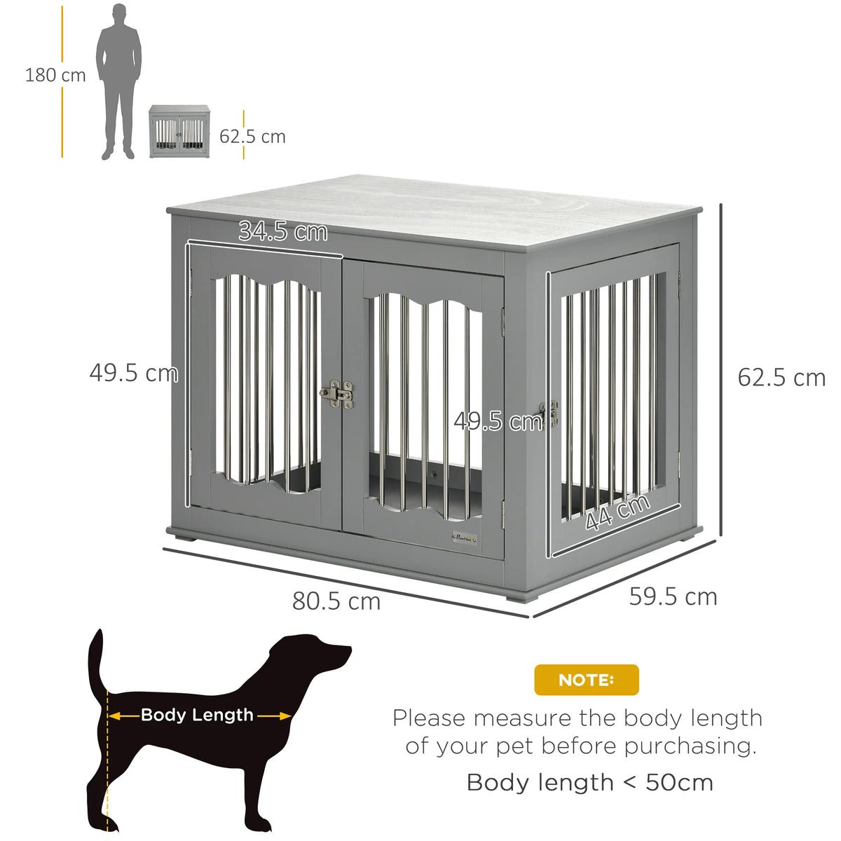 Dog Crate End Table with Lockable Doors for Medium Dogs