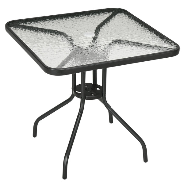 Square Patio Table, Tempered Glass Top, Garden Dining & Coffee Table