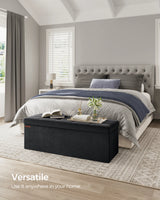 Large Velvet Storage Ottoman Bench 110cm with 131L Capacity | 300kg Tufted Footstool with Storage Boxes