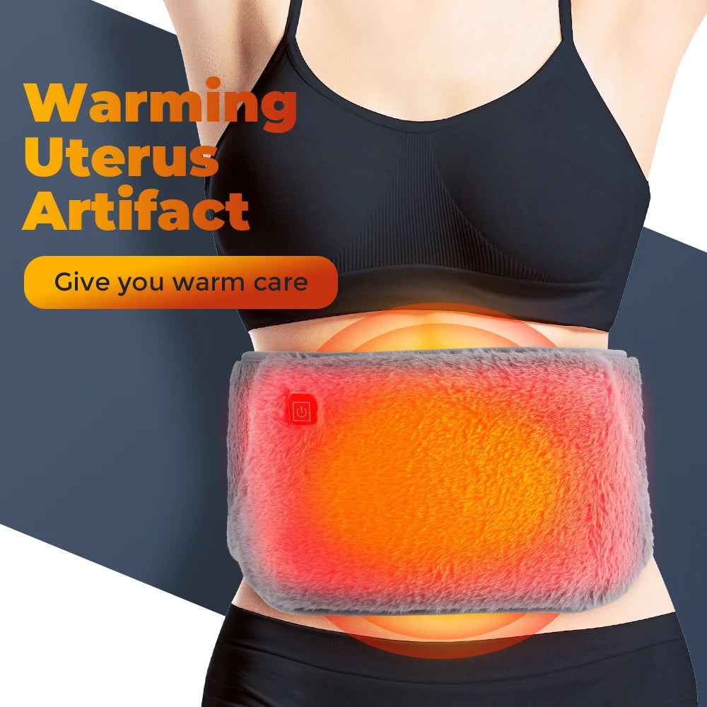 USB Heated Waist Belt with Hand Warmer, 3 Heat Levels, Washable Crystal Velvet