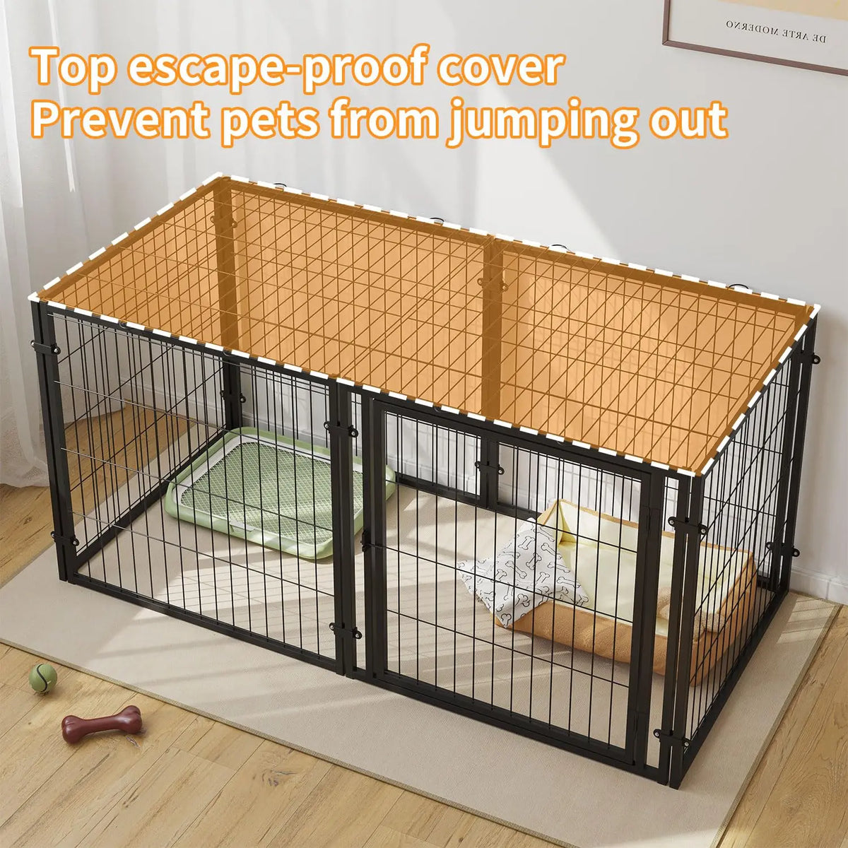 Metal Dog Crate 48x24x24in Rust Proof Bite Proof Playpen for Medium Large Dogs Indoor Outdoor