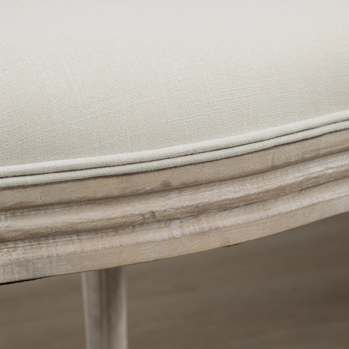 French-Style Dining Chairs, Set of 2 with Linen-Look Upholstery and Oval Backs