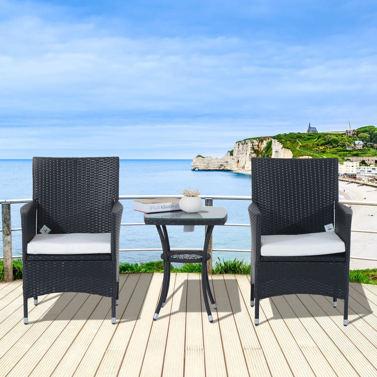 Rattan Bistro Set, Garden Chairs and Table, Patio Outdoor Furniture