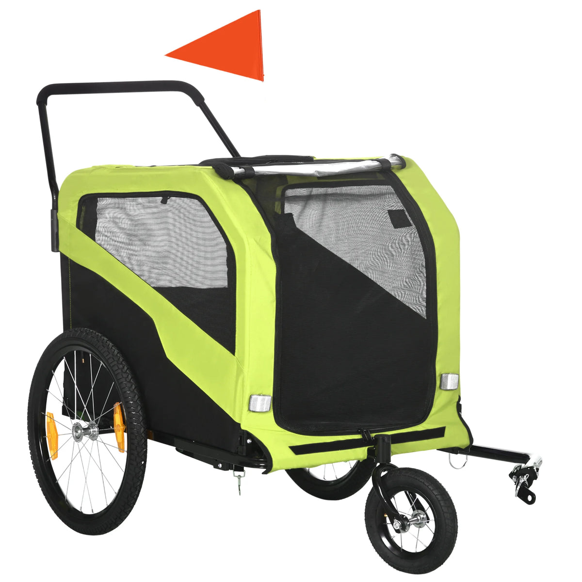 2 in 1 Dog Bike Trailer and Pet Stroller with Hitch Mesh Windows Sunroof and Reflectors for Large Dogs