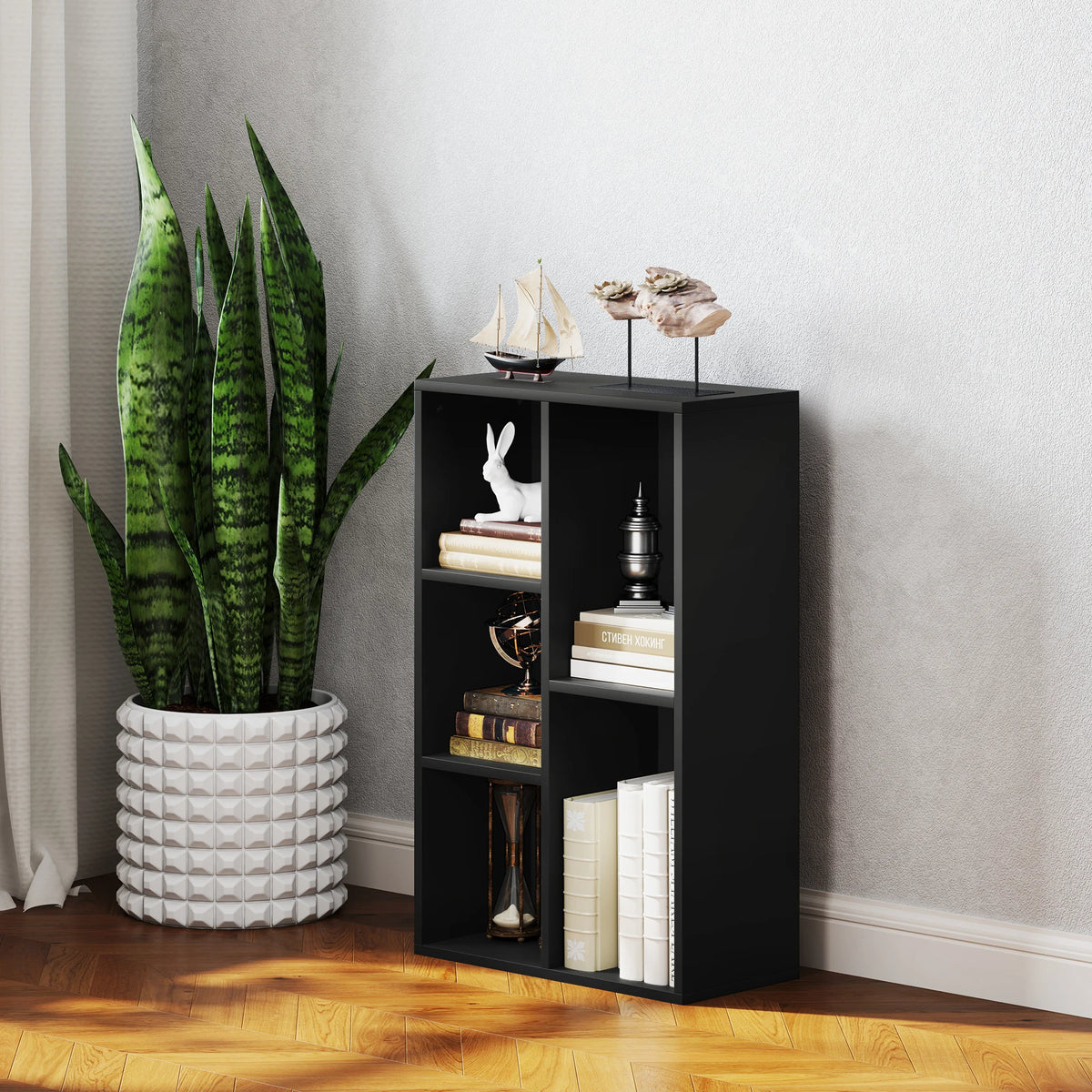 2-Tier Cube Bookcase, Freestanding Storage Shelf Unit