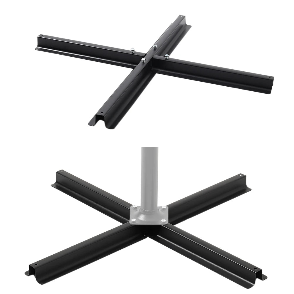 Parasol Cross Base Stand, 70cm Black Metal Umbrella Base