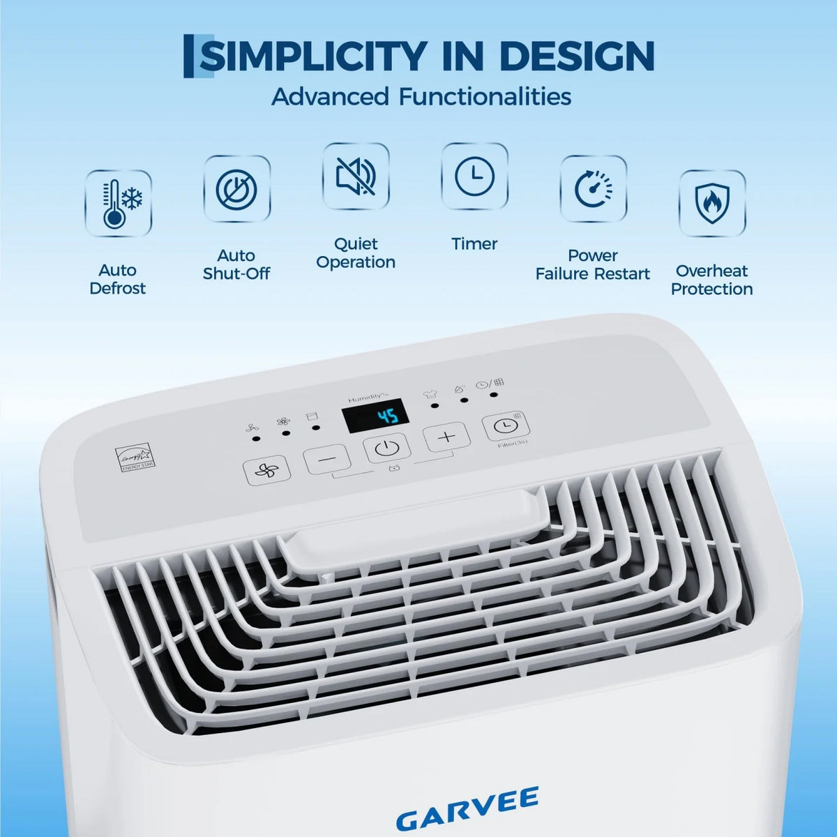 20L Per Day Dehumidifier 5.5L Tank Continuous Drain 40dB Quiet 24hr Timer for Bedroom Basement Bathroom 3000 sq ft
