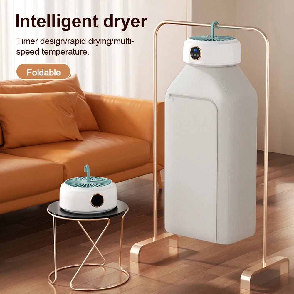 Portable Electric Clothes Dryer with 1–8 Hour Timer, Foldable Drying Bag for Small Loads