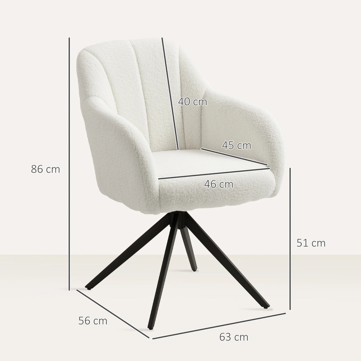 360 Degree Swivel Accent Chair, Teddy Fleece Fabric Armchair, White
