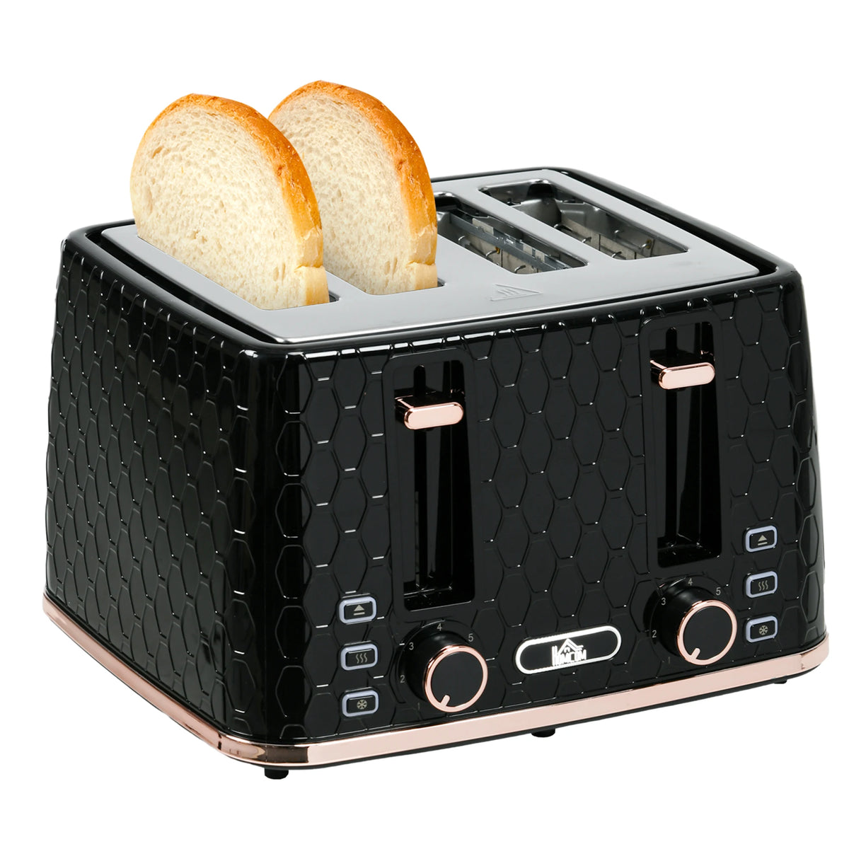 4-Slice Toaster with 7 Browning Levels, 1600W, Honeycomb Design