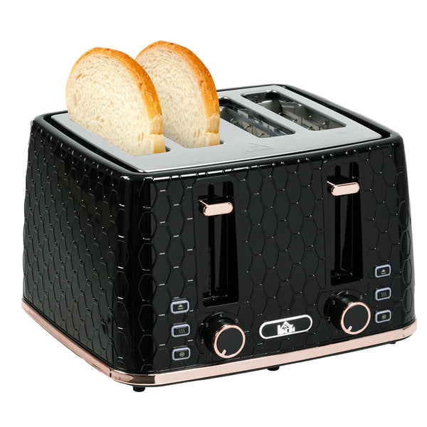 4-Slice Toaster with 7 Browning Levels, 1600W, Honeycomb Design
