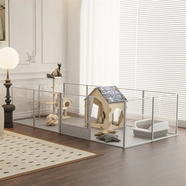 BINGOPAW Acrylic Pet Whelping Pen 6-10 Panels Multiple Sizes Clear Playpen Fence for Guinea Pigs Rabbits Small Animals