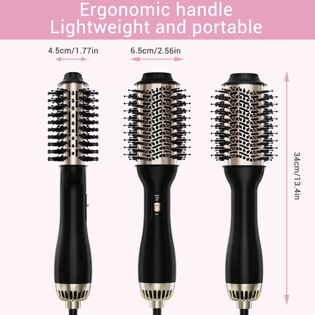 Hair Dryer Brush with 60mm Oval Barrel, One-Step Hot Air Styler and Volumiser, UK Plug