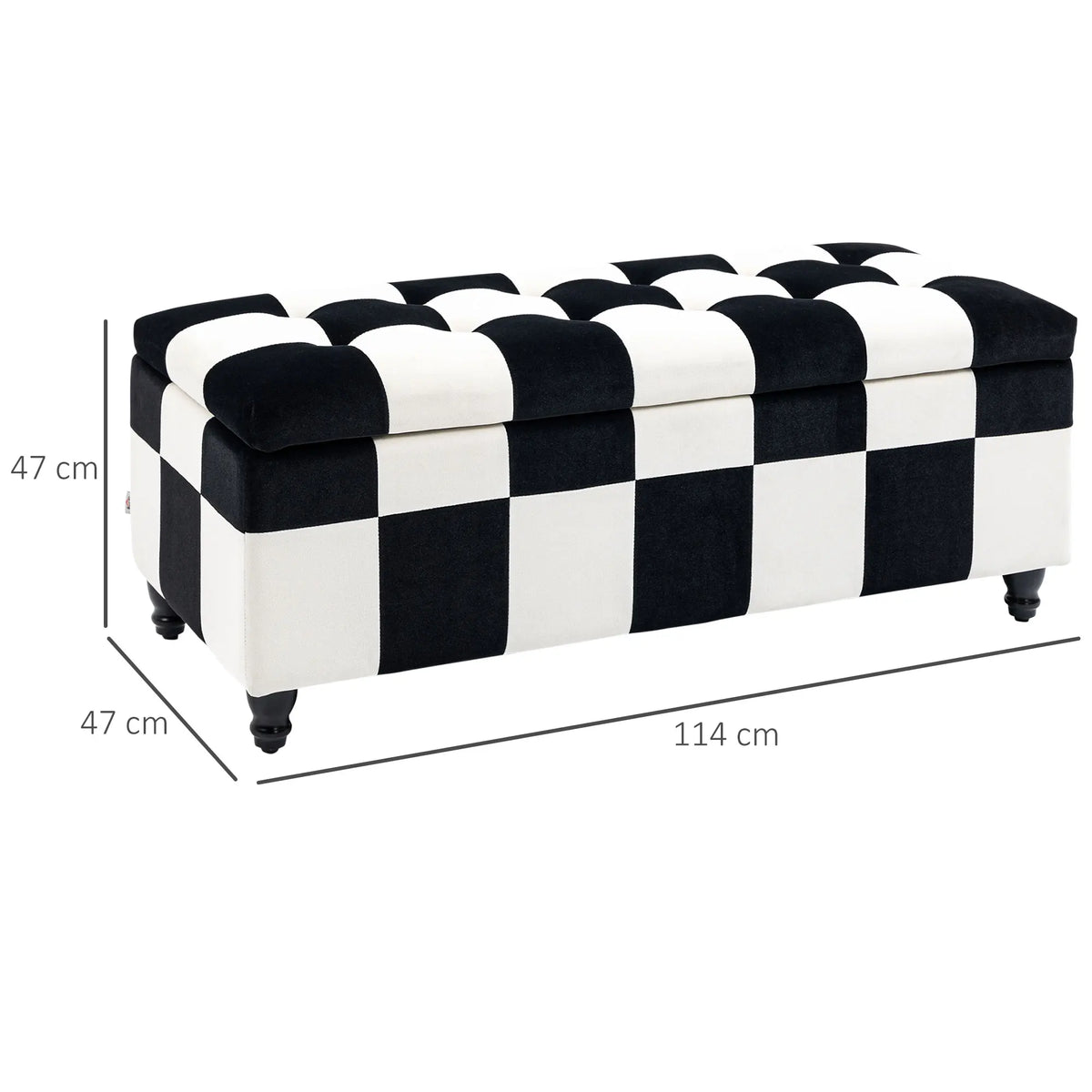 114 x 47 x 47cm Velvet Storage Ottoman, Button-Tufted Footstool Box