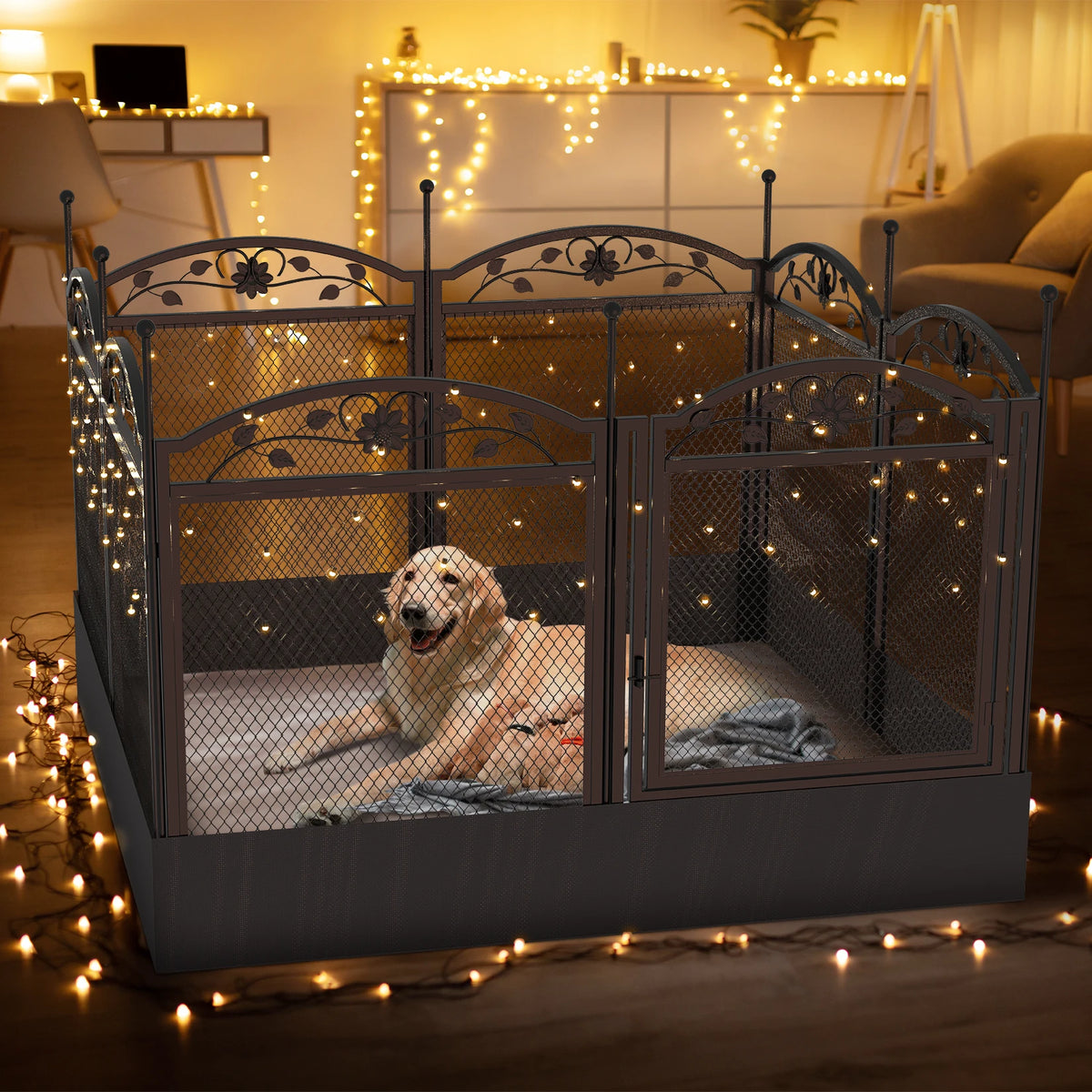 BINGOPAW Detachable 8 Panel Dog Playpen Fence 126x126x88cm Waterproof Pad Puppy Exercise Kennel