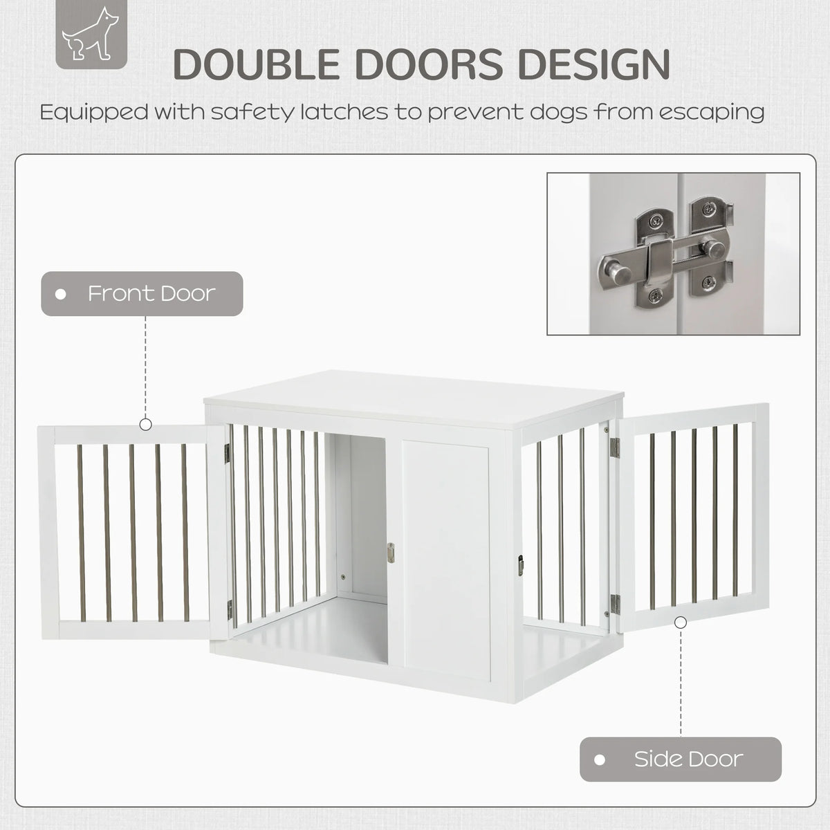 Furniture-Style Dog Crate End Table with 2 Doors for Medium Dogs