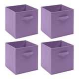 Pack of 4 Foldable Fabric Storage Cubes Boxes Non-Woven Wardrobe Organiser for Home Bedroom Closet